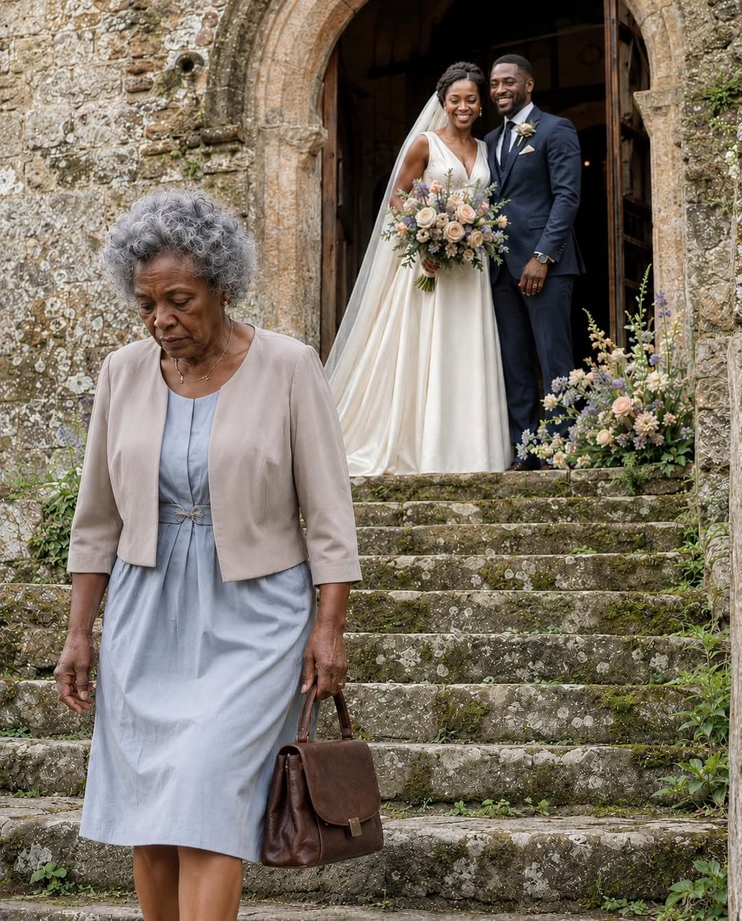 When I arrived at my son’s wedding, he blocked my path at the church door and said: “I didn’t invite you, Mom. The whole family decided you’re no longer a part of us.” I looked at him, gripped my purse, and replied in a low voice: “That’s fine, son… but don’t forget to check your phone.” What no one knew was that, that afternoon, the truth was already on its way.